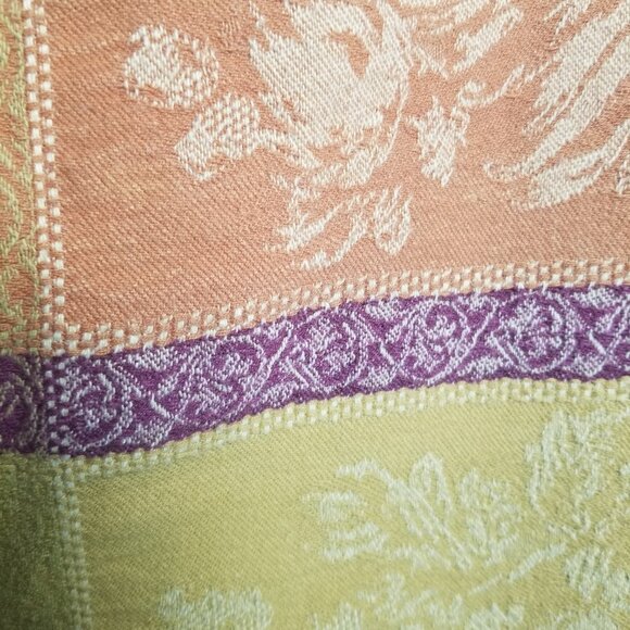 Pumpkin Grid Jacquard Red Gold Cotton Autumn Tablecloth 85L x 54W - Picture 3 of 5